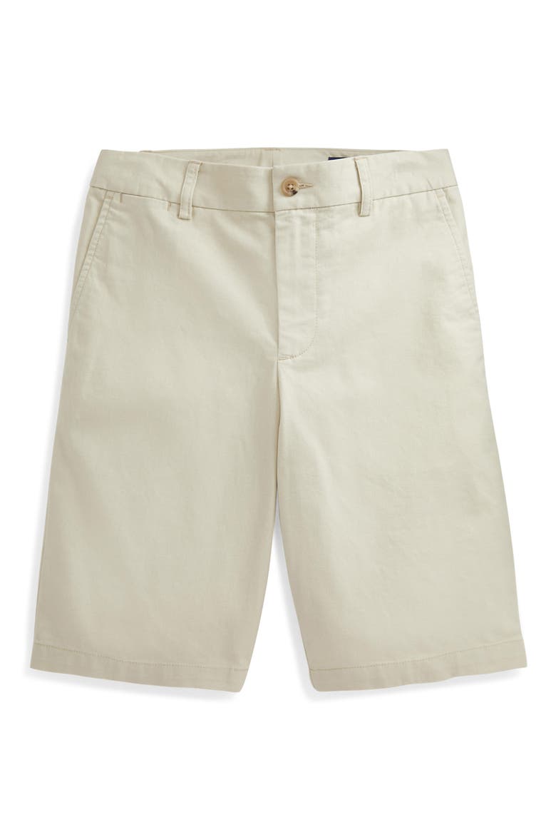 Kids' Flat Front Cotton Stretch Twill Chino Shorts, Main, color, NATURAL-101