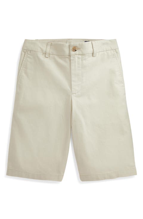 Kids' Flat Front Cotton Stretch Twill Chino Shorts (Big Kid)
