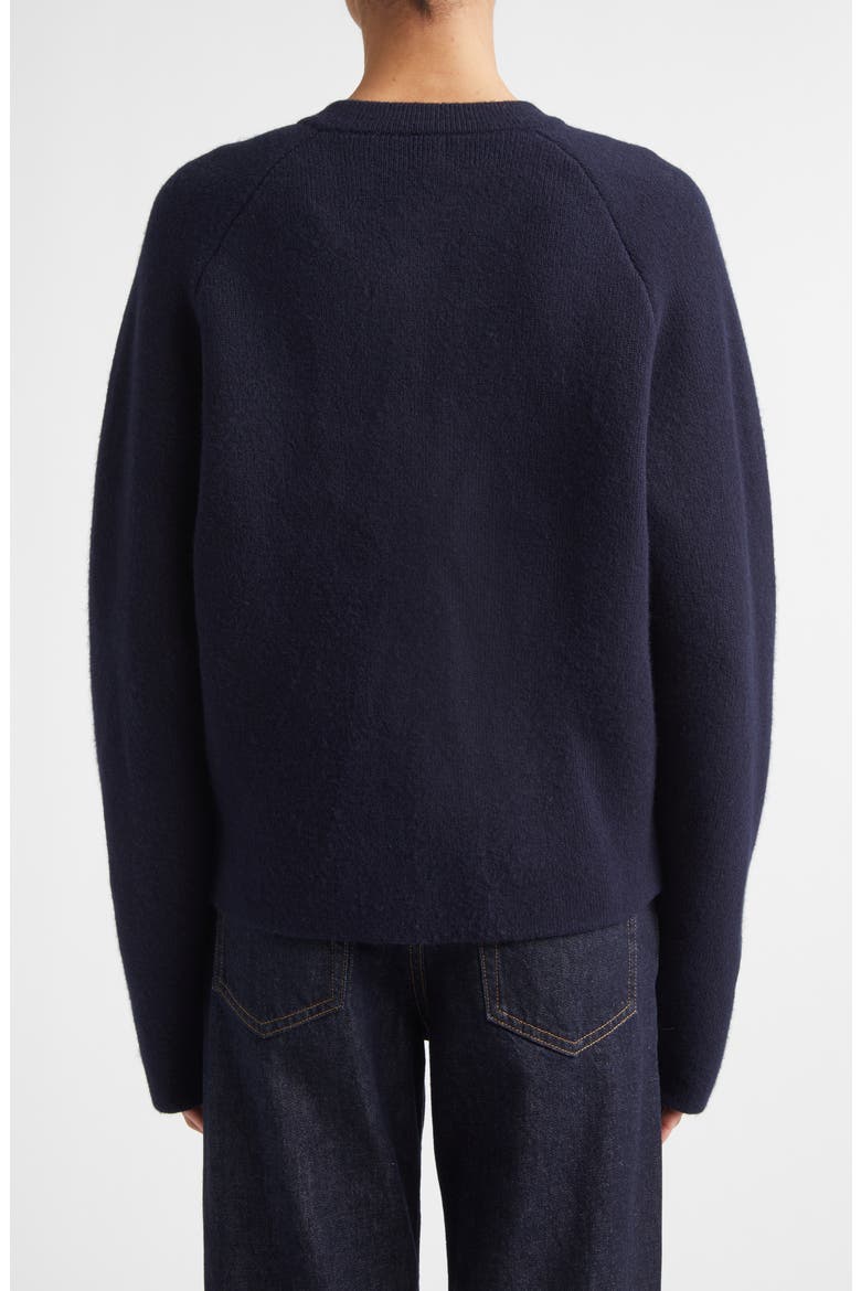 Hammered Button Cashmere & Wool Cardigan, Alternate, color, NAVY