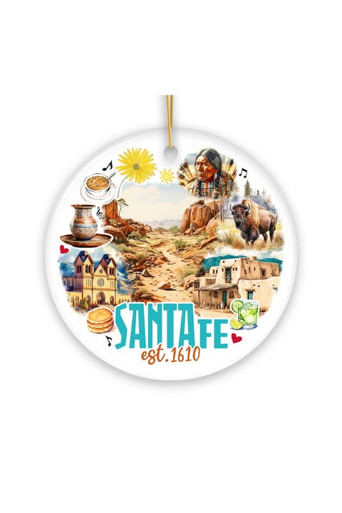 Santa Fe Est 1610 Southwest Landscape Ceramic Ornament