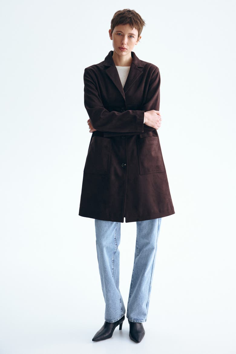 Knee-length Coat, Alternate, color, Dark brown