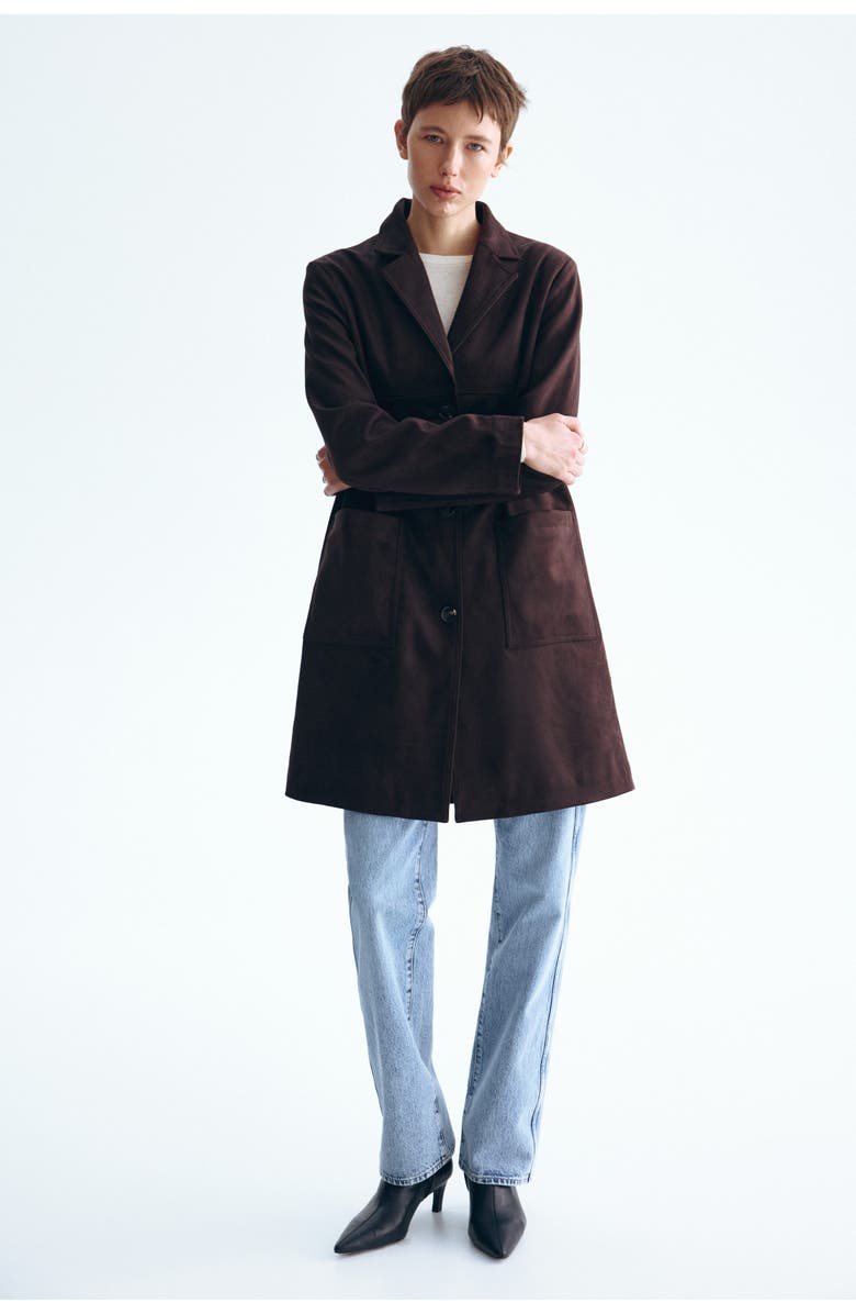 H&M Knee-length Coat, Alternate, color, Dark Brown