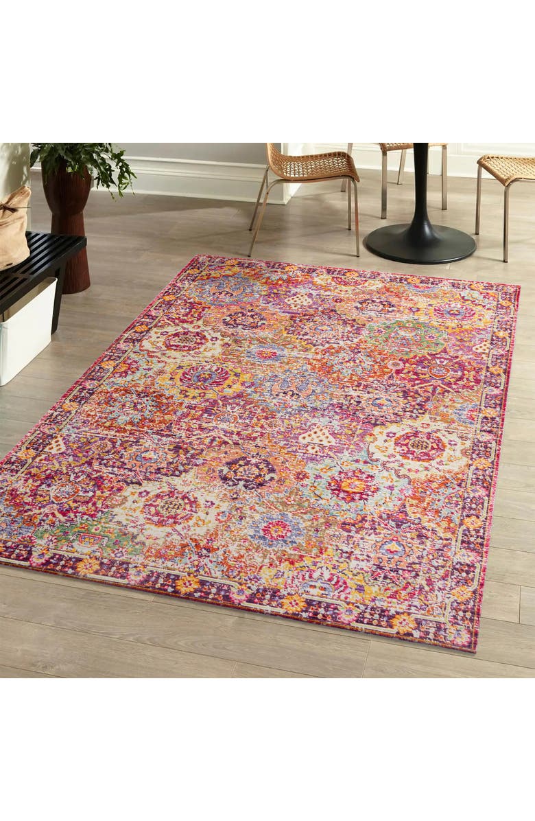 JONATHAN Y Flori Bohemian Medallion Deep Fuchsia Area Rug, Alternate, color, Deep Fuchsia