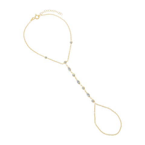 Colored CZ Multishape Bezel Hand Chain