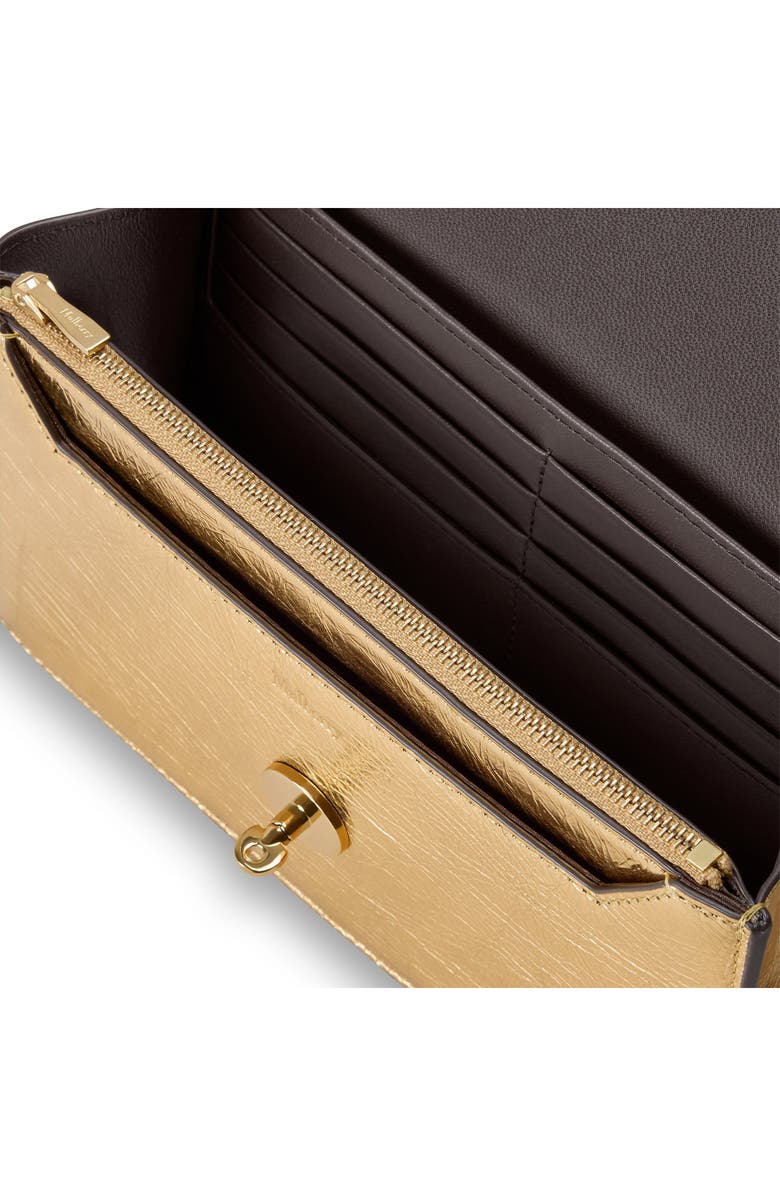 Mulberry Darley Metallic Leather Wallet on a Chain, Alternate, color, Somerset Gold