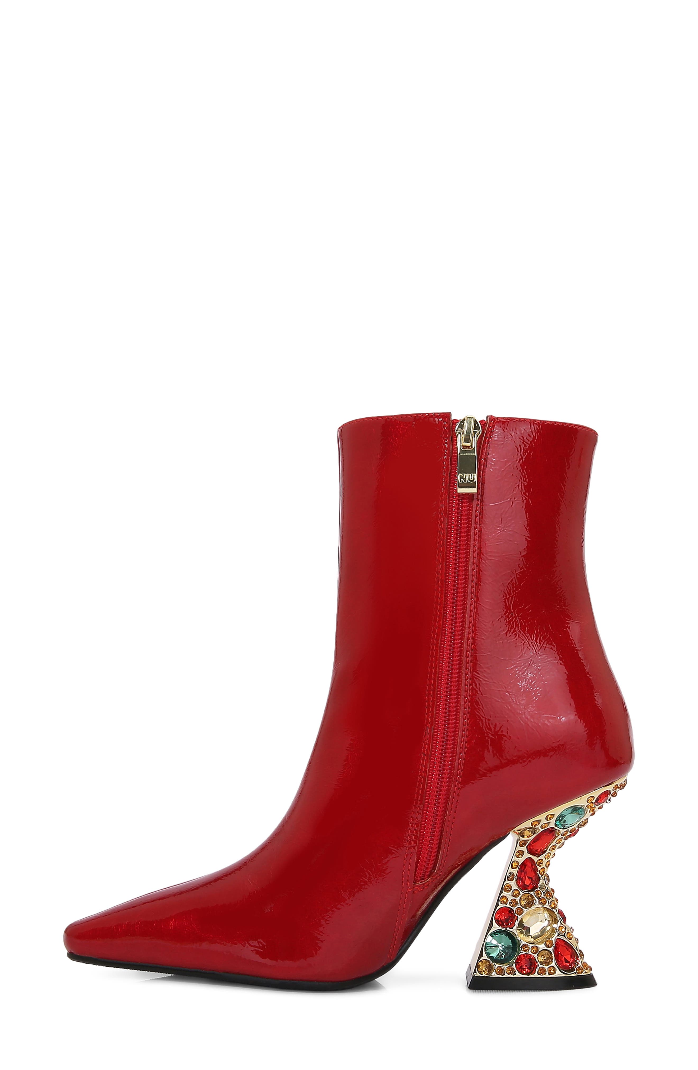 Smash Pointed Toe Bootie, Alternate, color, RED