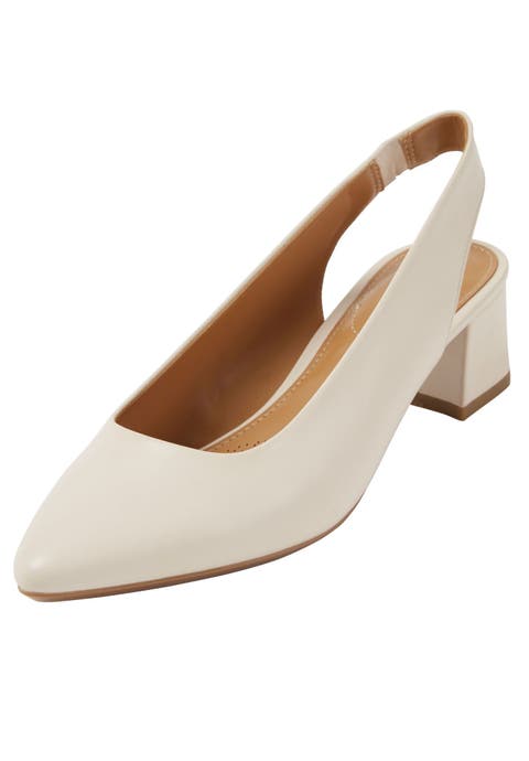 Slingback Shoe Elegant Heel Women Leather Slim Line Nude