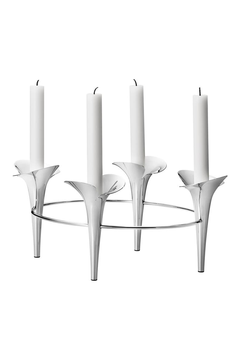 Bloom Taper Candleholder, Alternate, color, STAINLESS STEEL