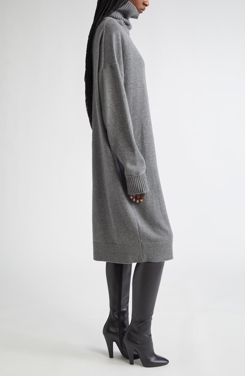Michael Kors Collection Oversize Long Sleeve Turtleneck Cashmere Sweater Dress, Alternate, color, Banker Melange
