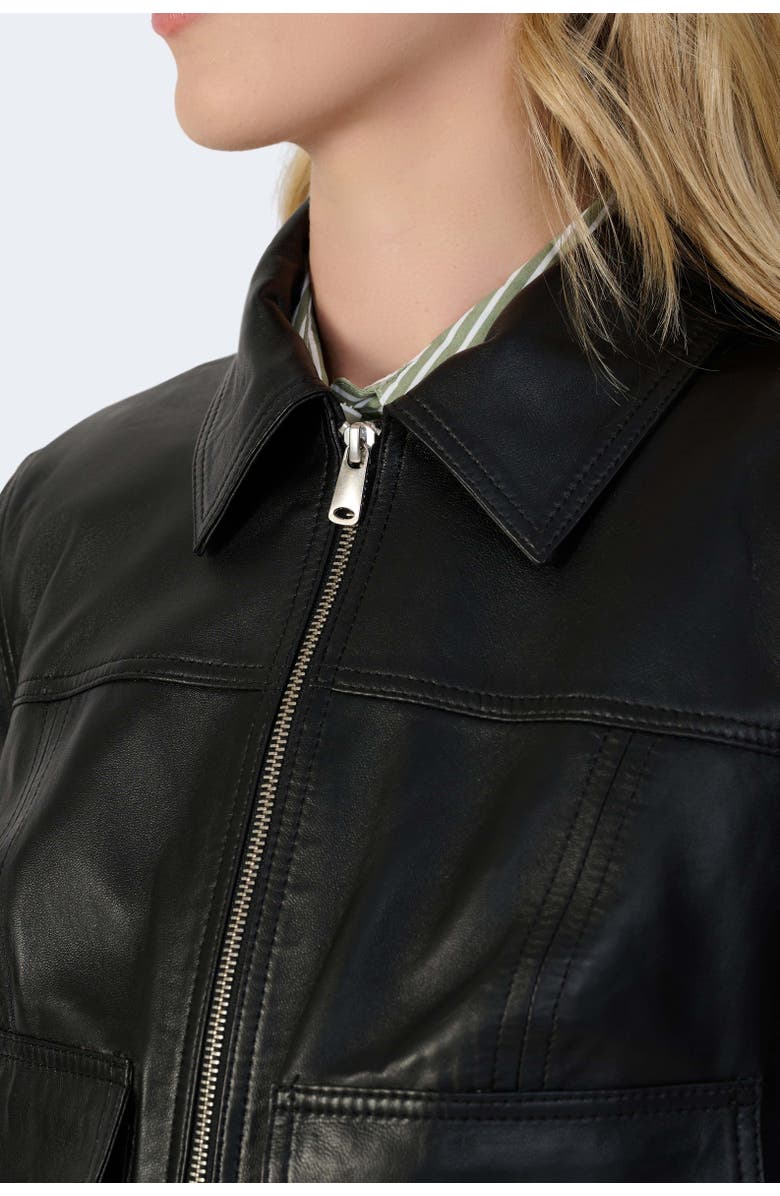 Furniq UK Flora Leather Jacket, Alternate, color, Black