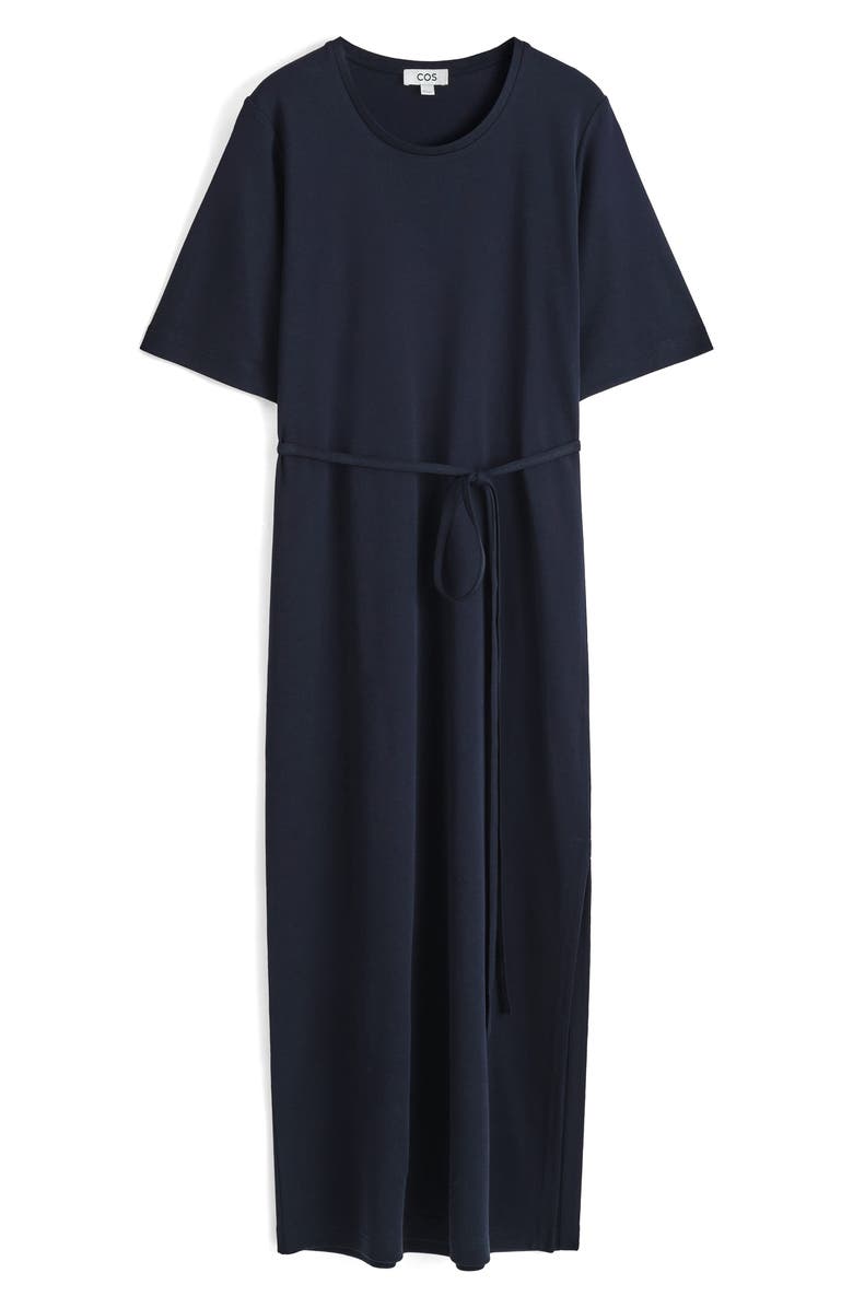 COS Belted Midi T-Shirt Dress, Alternate, color, Blue Dark