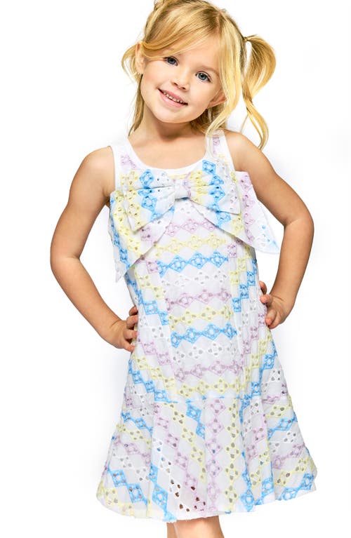 Truly Me Kids' Geometric Eyelet Dress In Multi