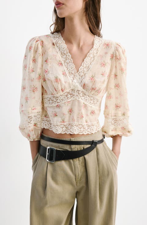 Floral Print Lace Top