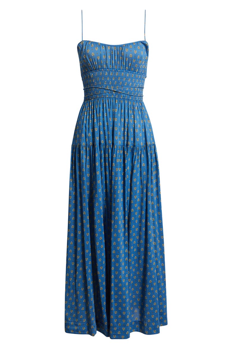 Safia Sleeveless Cotton & Silk Dress, Alternate, color, SANTORINI BLUE CADIZ FOULARD
