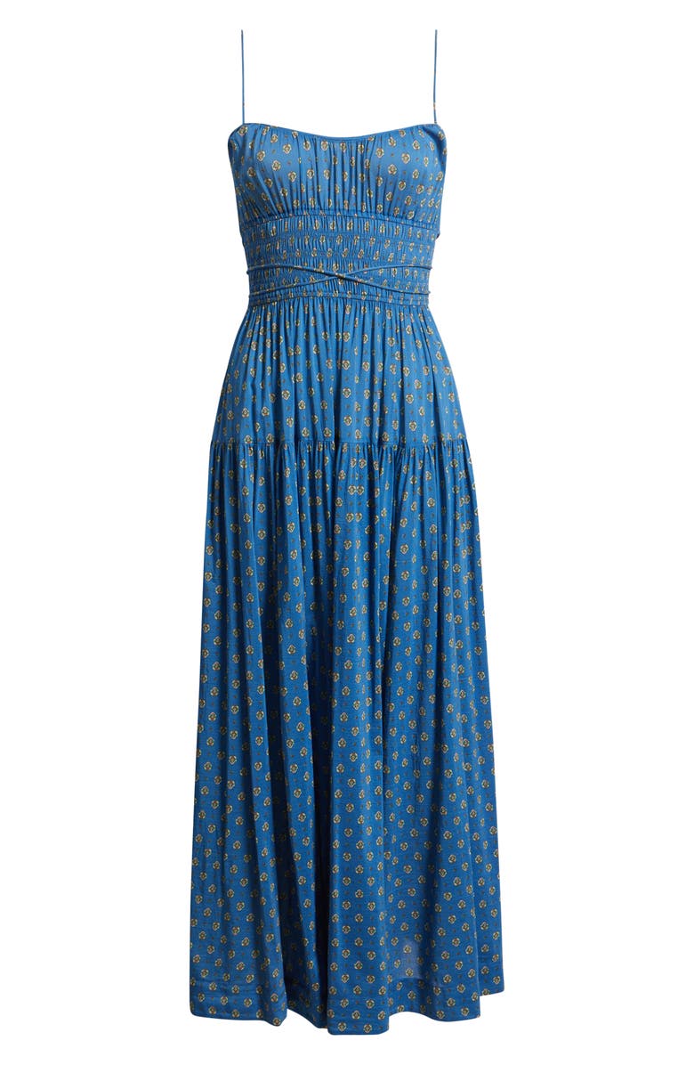 DÔEN Safia Sleeveless Cotton & Silk Dress, Alternate, color, Santorini Blue Cadiz Foulard