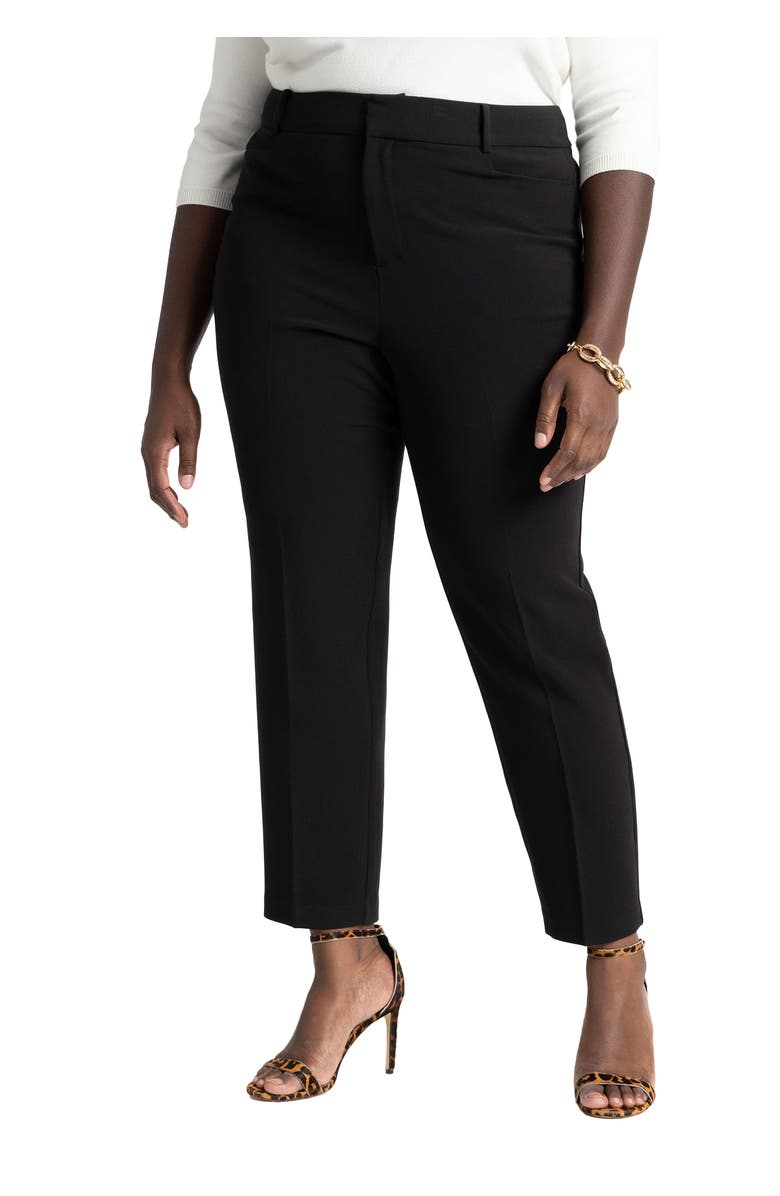 ELOQUII The 365 Semi Stretch Slim Leg Pant, Main, color, Black Onyx