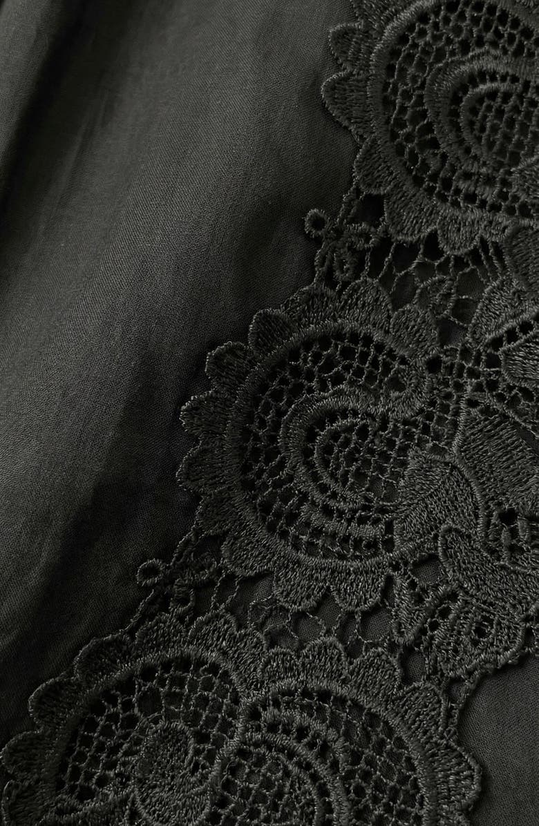 Modenaire Lace Trim Button Front Mini Dress, Alternate, color, Charcoal Grey