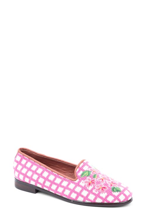 ByPaige Needlepoint Checkered Hydrangea Flat in Pink 