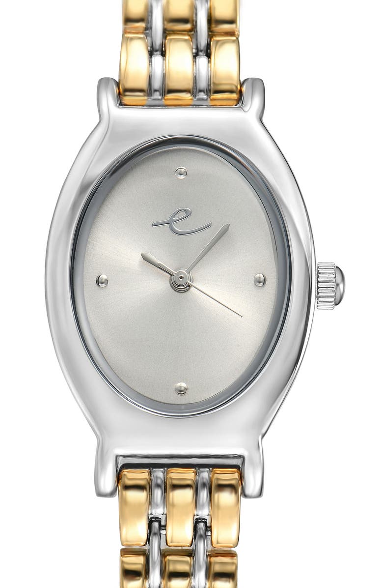 Ettika Classic Oval Dial Two-Tone Bracelet Watch, Alternate, color, Bone And Mixed Metal