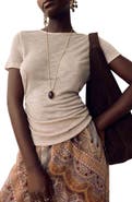 PER UNA BY M&S Ruched Slub Cotton T-Shirt