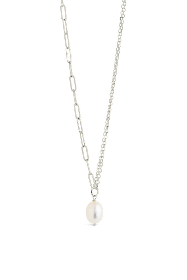 River Pearl Mixed Chain Necklace, Main, color, SILVER