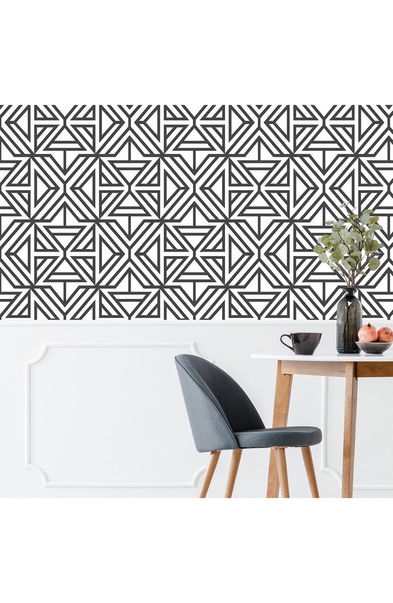 Wallpops Black Linear Peel & Stick Wallpaper, Alternate, color, Black