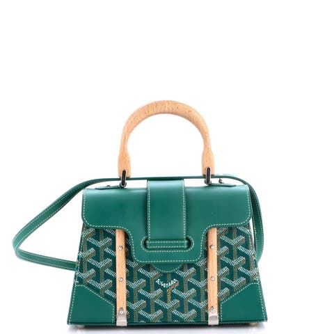 Structured Saigon Top Handle Bag Coated Canvas with Leather Mini
