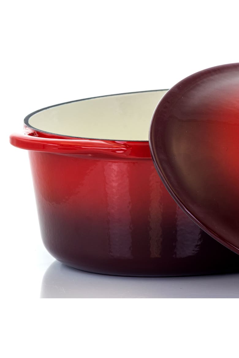 7 Quarts Oval Enameled Cast Iron Casserole, Alternate, color, Red