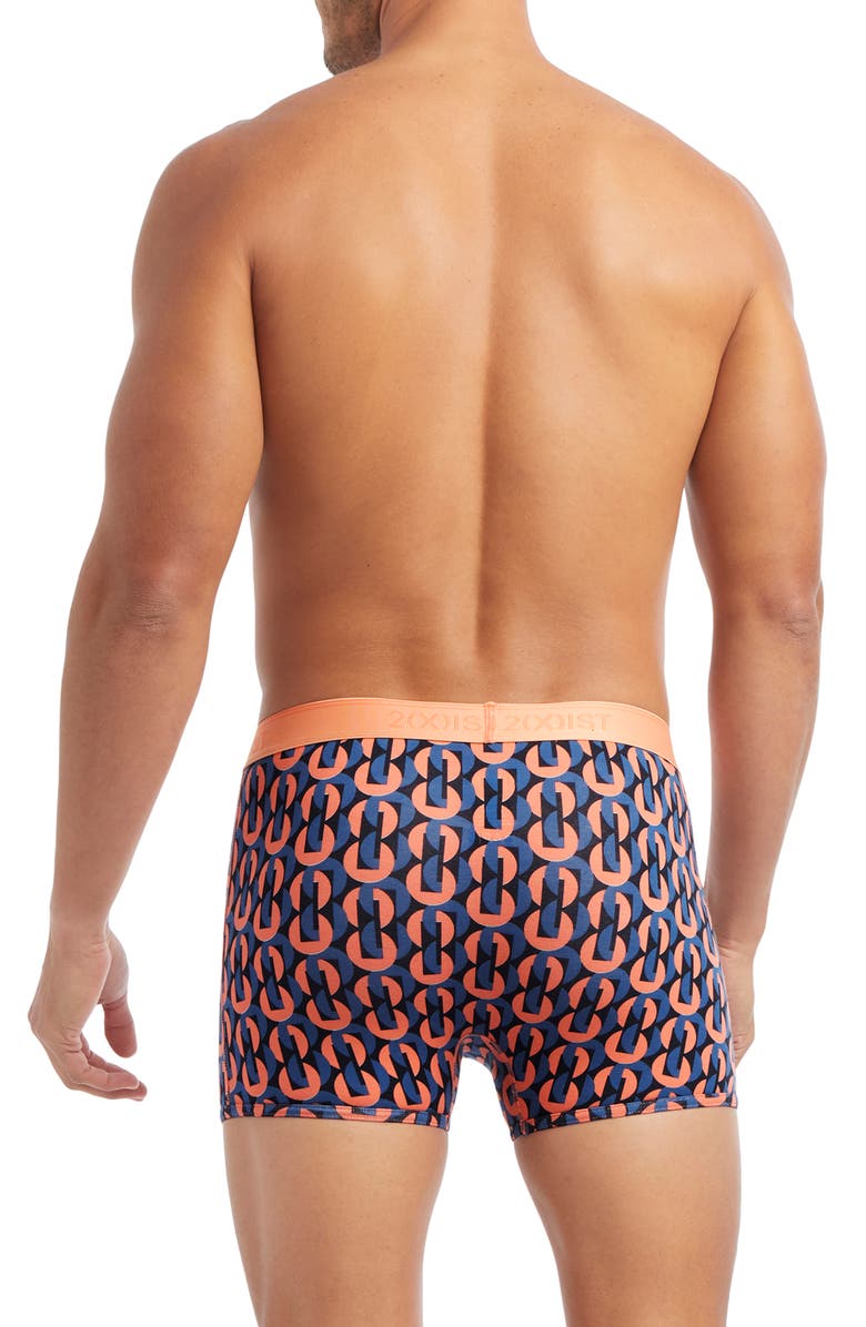 2(x)ist Assorted 3-Pack No-Show Trunks, Alternate, color, Dark Blue/ Circle Geo/ Coral