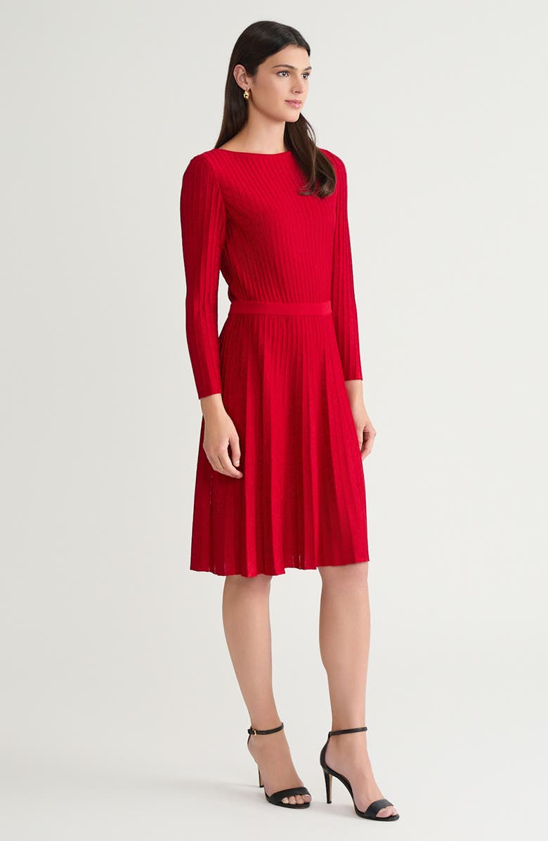 Ming Wang Fit-N-Flare Tonal Stitch Knit Dress, Alternate, color, Holiday