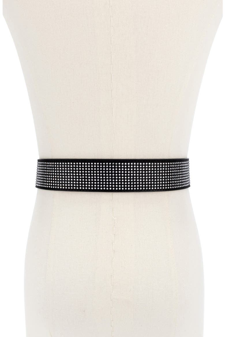 Jeweled Faux Leather Belt, Alternate, color, BLACK ANTIQUE BRASS