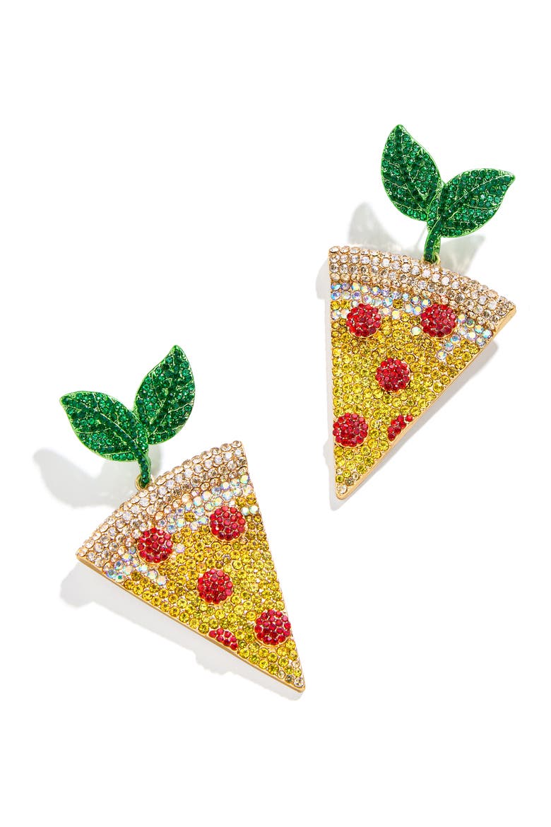 Pavé Pizza Drop Earrings, Main, color, GOLD/ MULTI