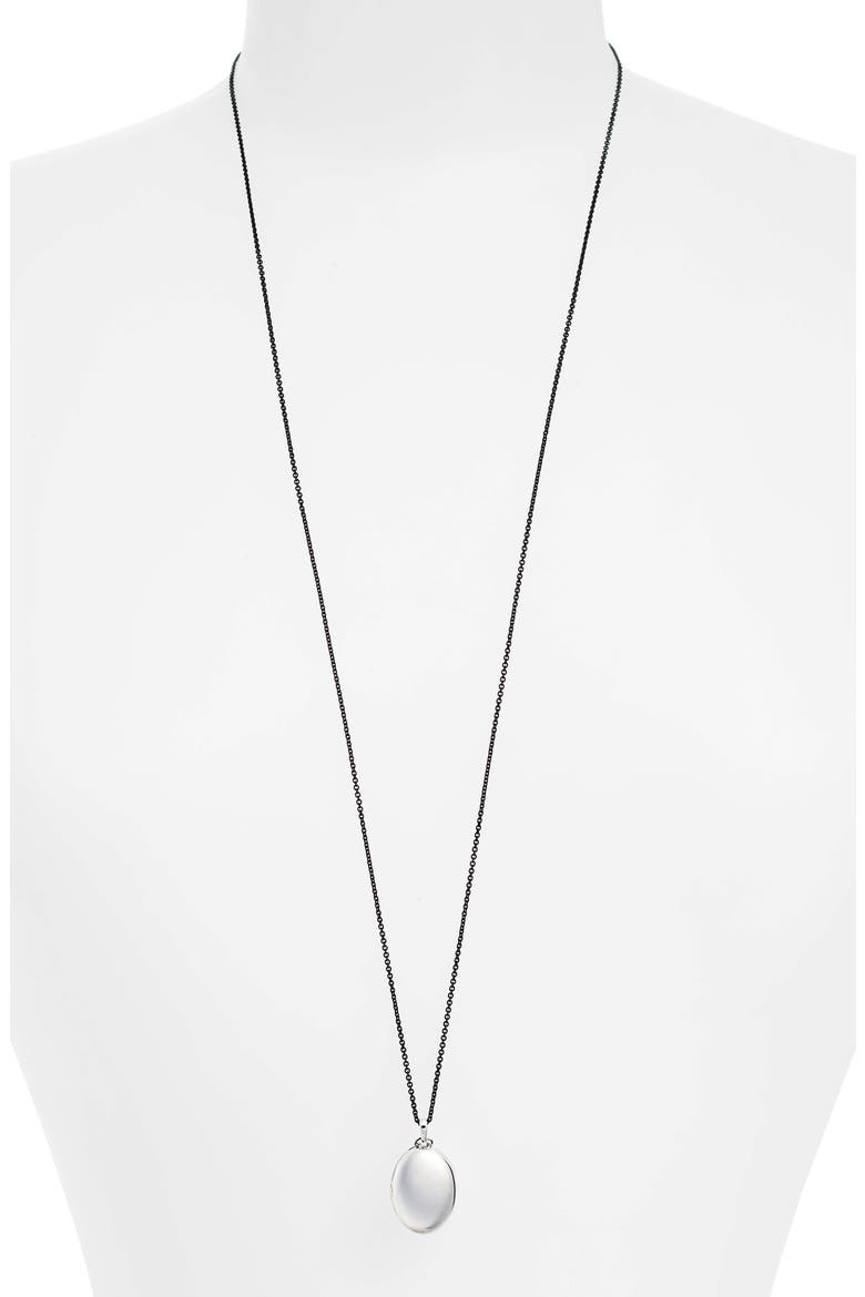 Four Image Mini Locket Necklace, Main, color, STERLING SILVER/ BLACK STEEL