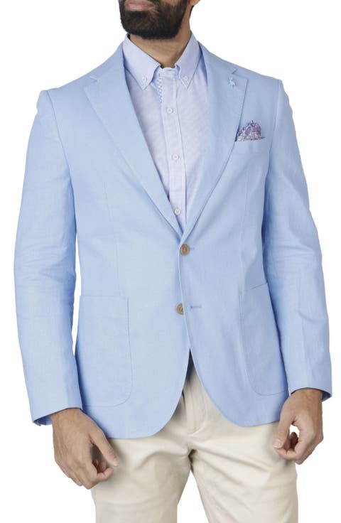 Solid Notch Lapel Linen Blend Sport Coat (Short, Regular & Long)