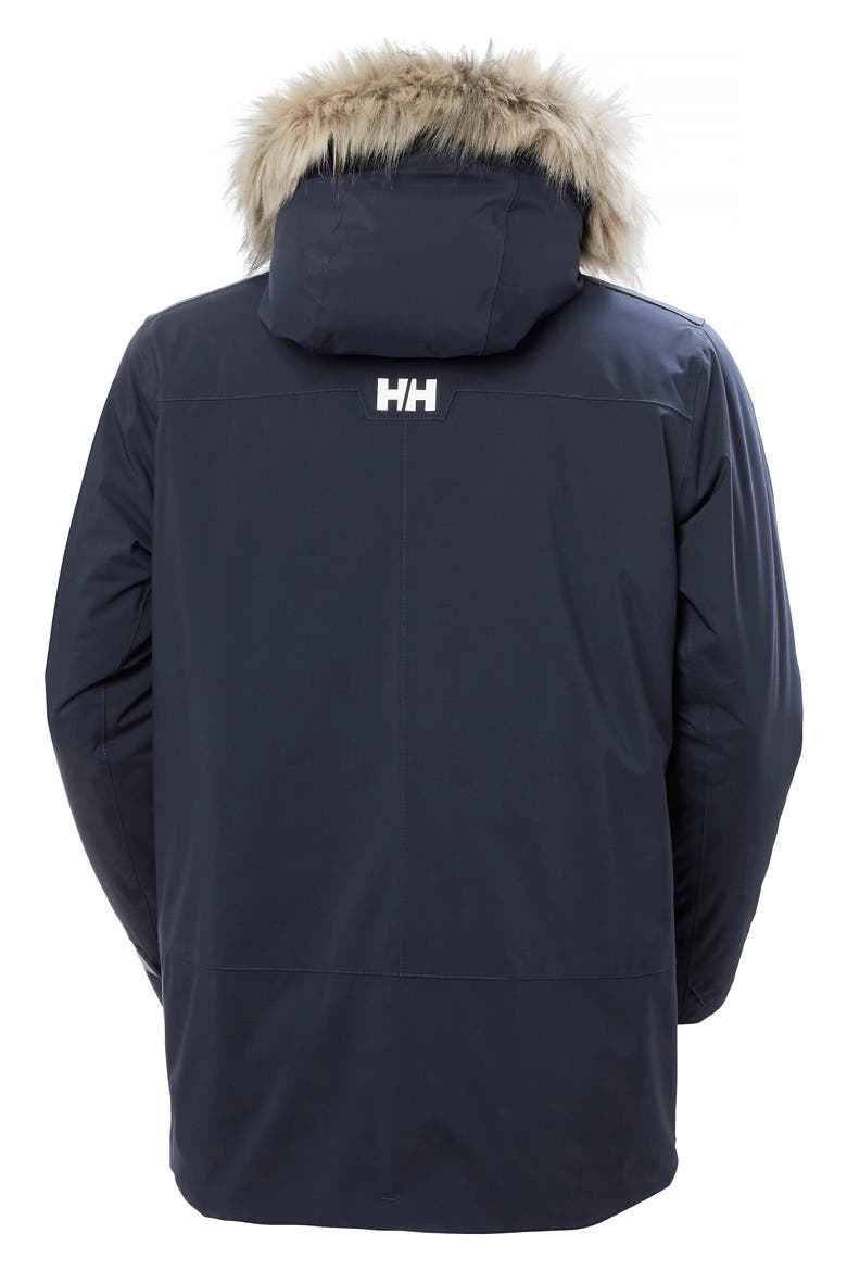 Reine Waterproof Insulated Parka with Faux Fur Trim Hood, Alternate, color, NAVY