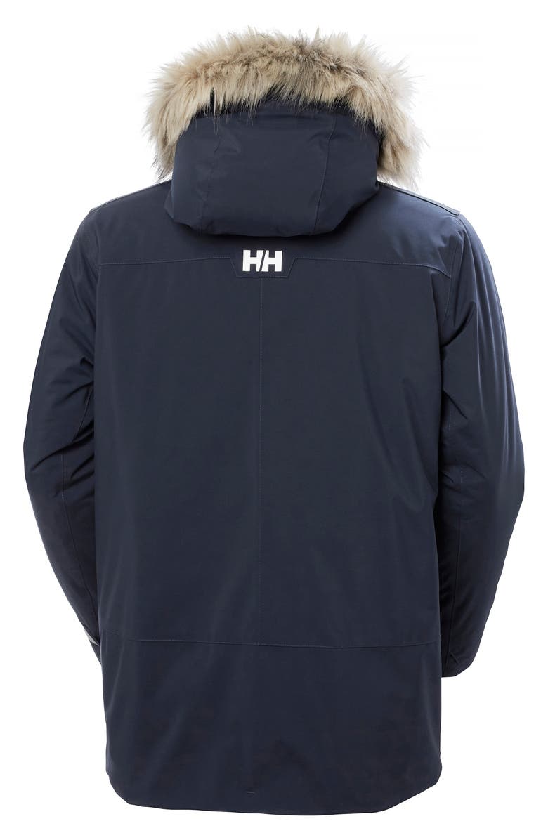 Helly Hansen Reine Waterproof Insulated Parka with Faux Fur Trim Hood, Alternate, color, Navy