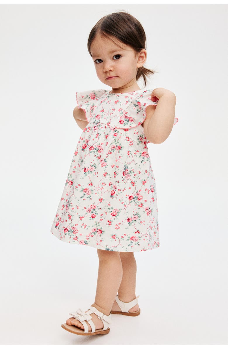 H&M Floral-print Cotton Dress, Main, color, White/Floral
