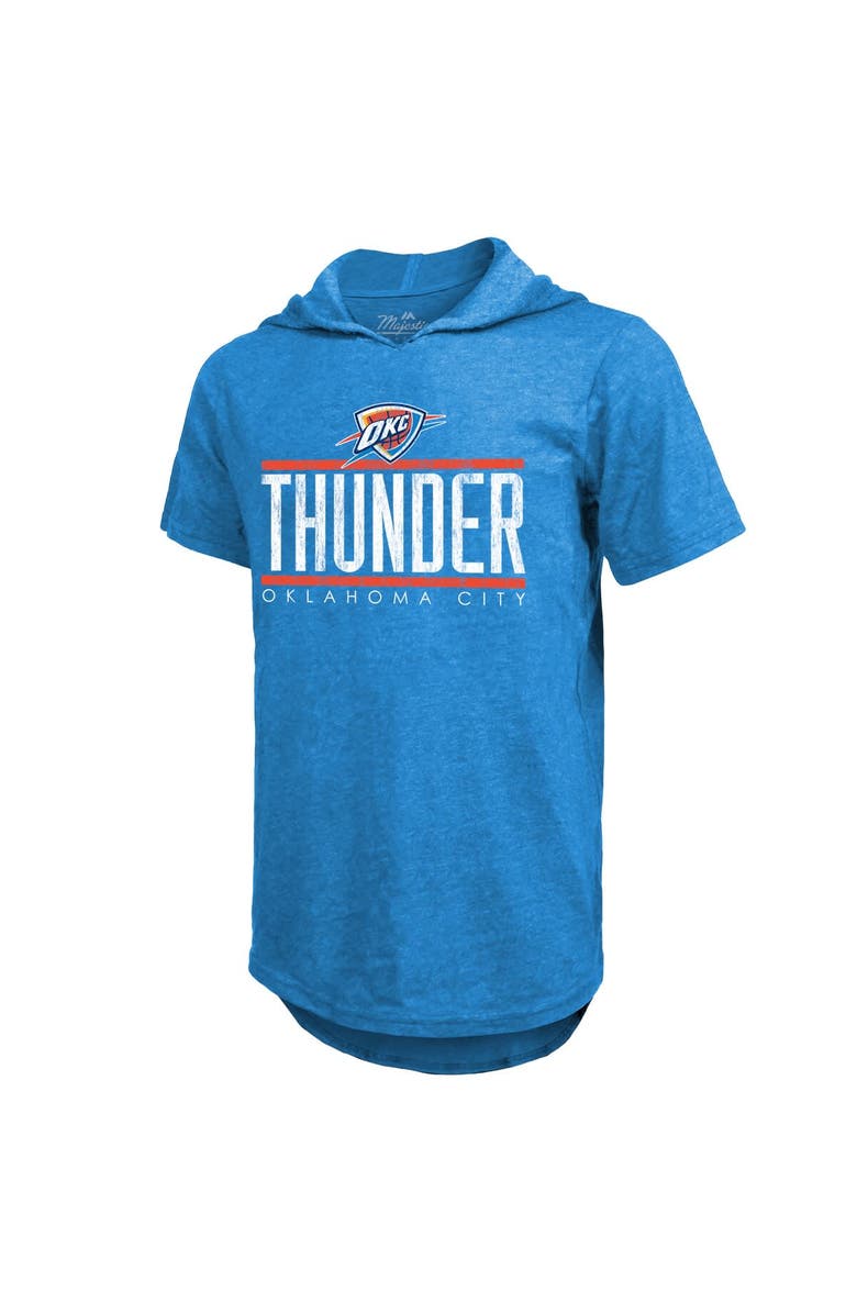 Majestic Threads Men's Majestic Threads  Blue Oklahoma City Thunder Tri-Blend Hoodie T-Shirt, Alternate, color, 