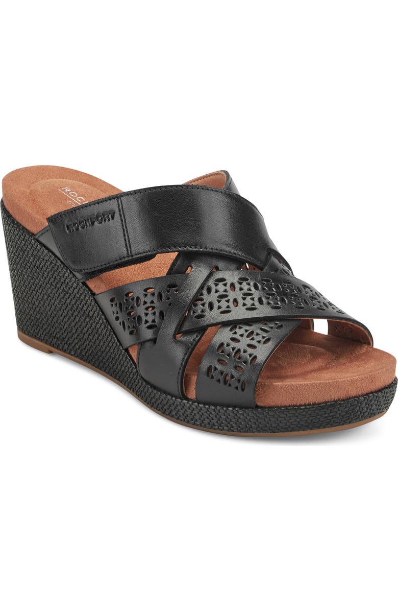 Rockport Britta Platform Wedge Slide Sandal, Main, color, Black