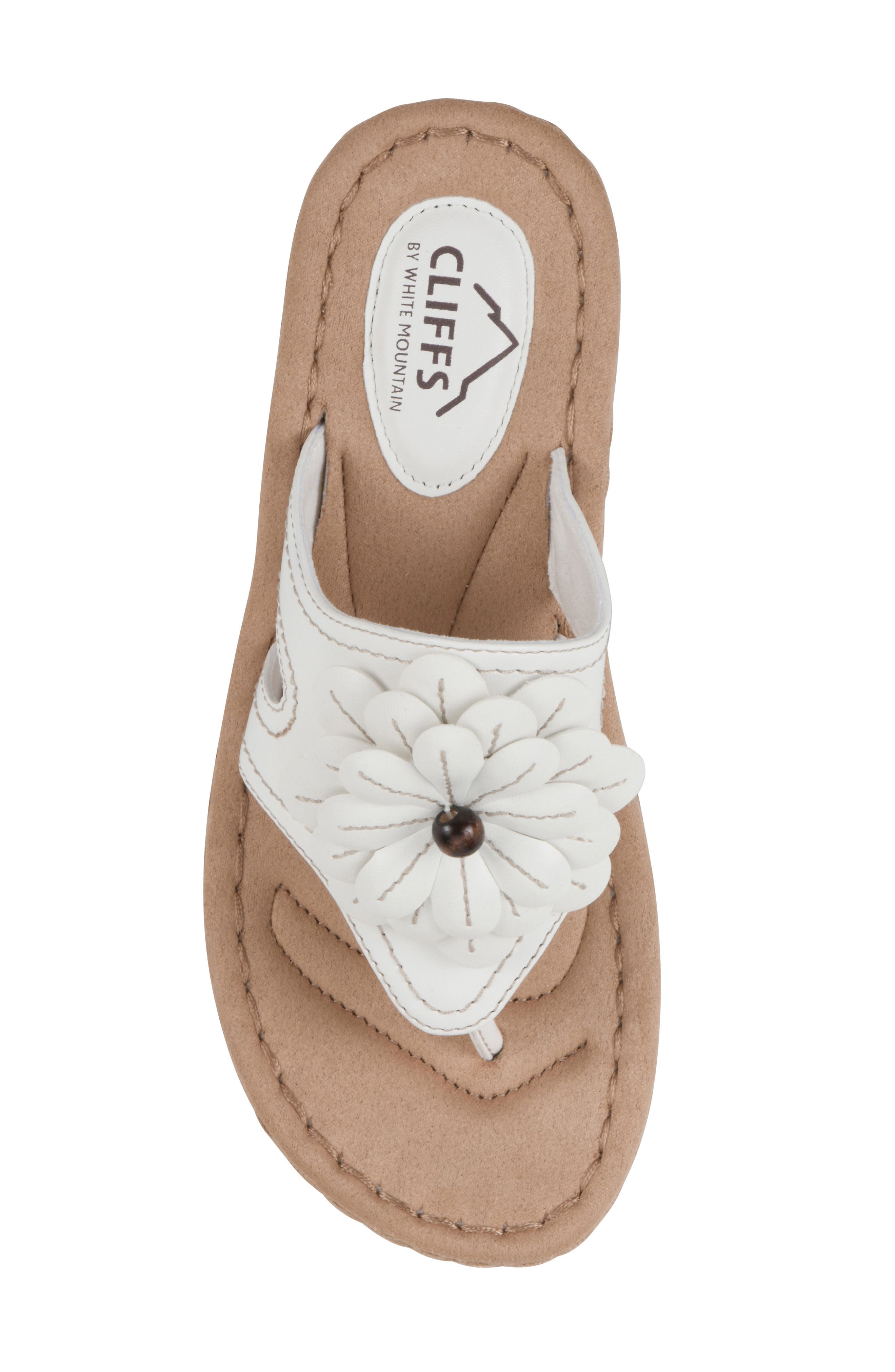 Cashlyn Floral Mini Wedge Sandal - Wide Width Available, Alternate, color, WHITE/ BURNISHED/ SMOOTH