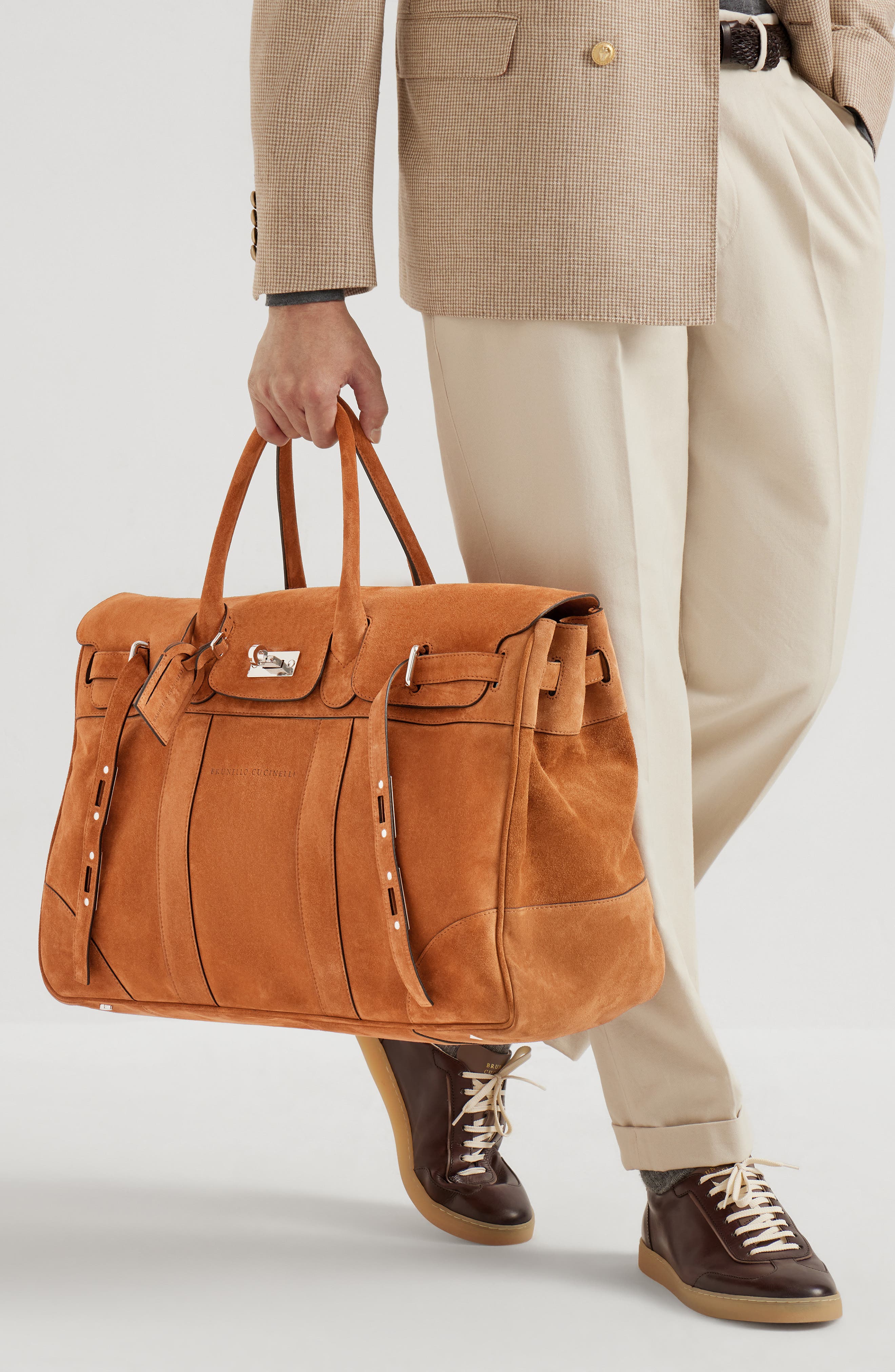 Brunello Cucinelli Suede bag, Alternate, color, Cognac