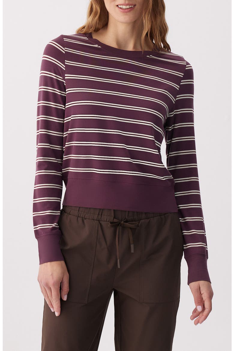 Dynamic Striped Long Sleeve Performance T-Shirt, Main, color, MULBERRY DYNAMIC STRIPE