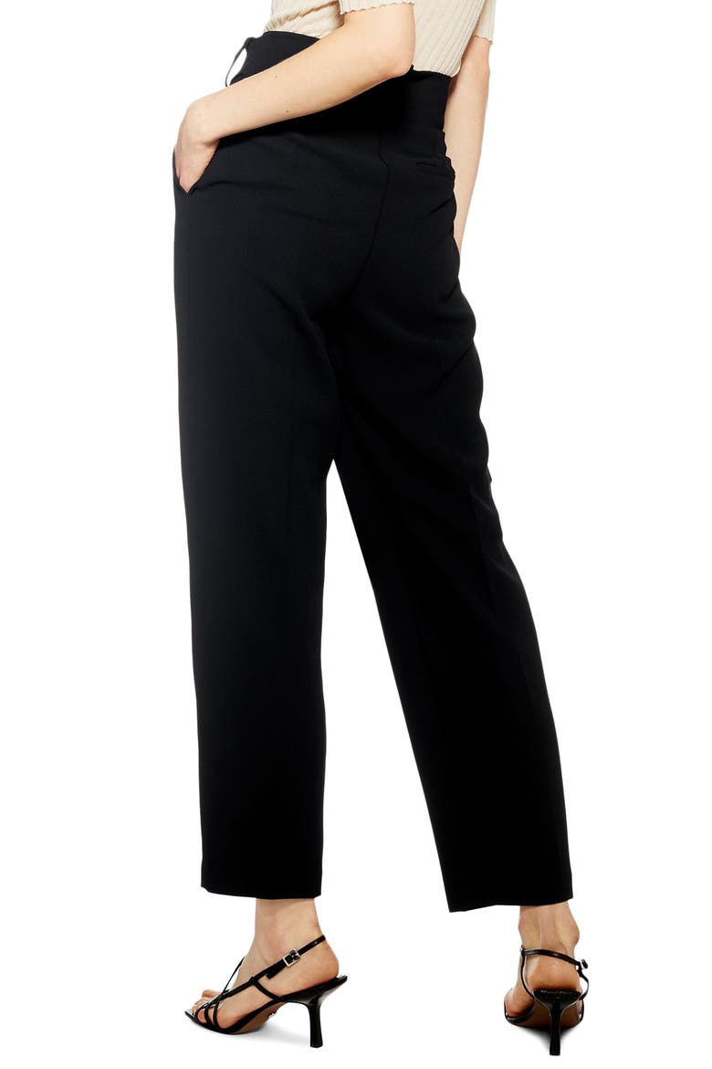 Wilma Belted Peg Tapered Trousers, Alternate, color, BLACK