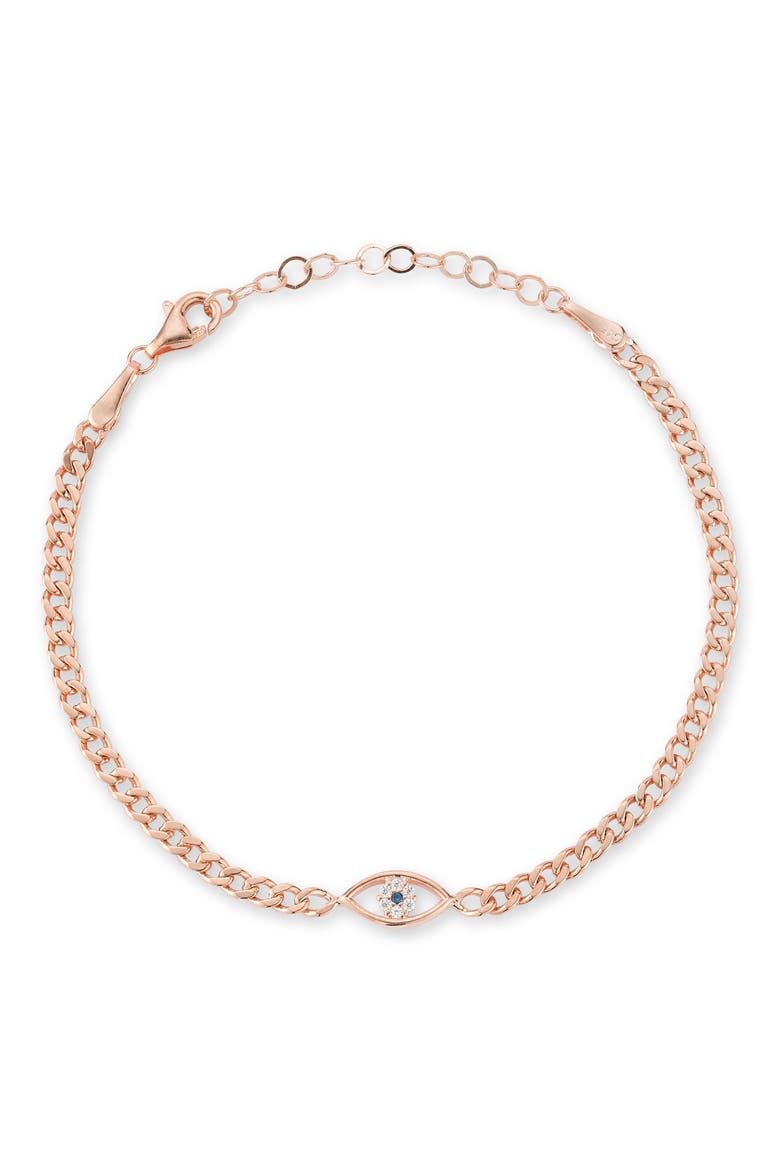 Cubic Zirconia Evil Eye Bracelet, Main, color, ROSE GOLD