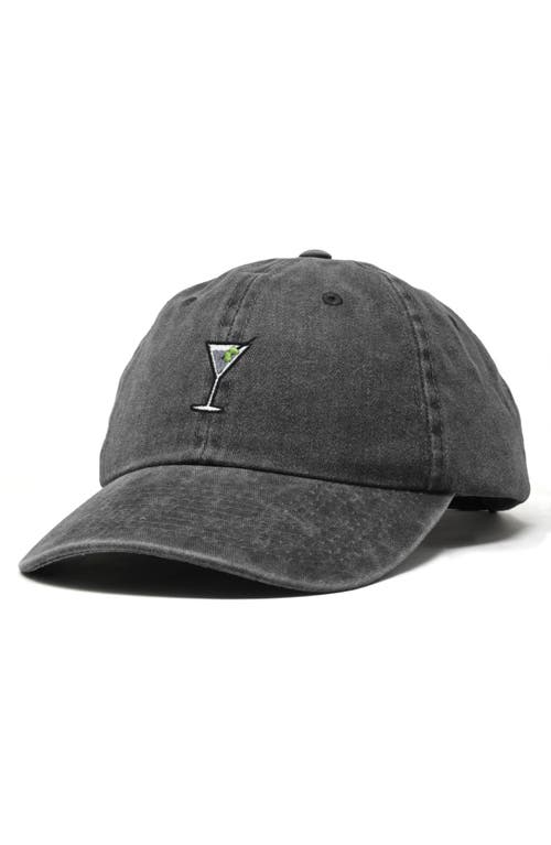 Dalix Martini Embroidered Casual Cap In Washed Black