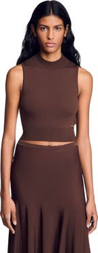 SANDRO Cropped sheer effect sweater