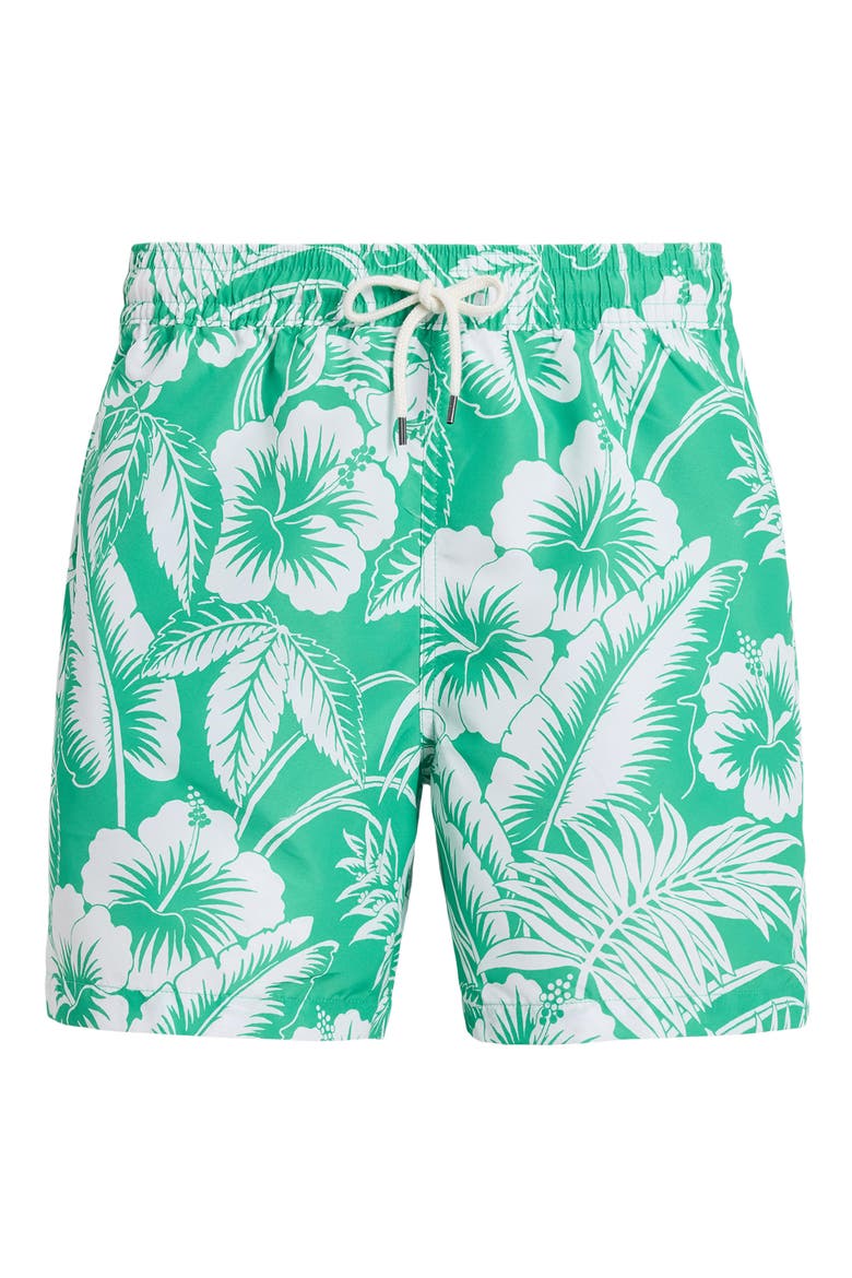 Traveler Classic Print Swim Trunks, Main, color, GREEN SWEETHEART FLORAL