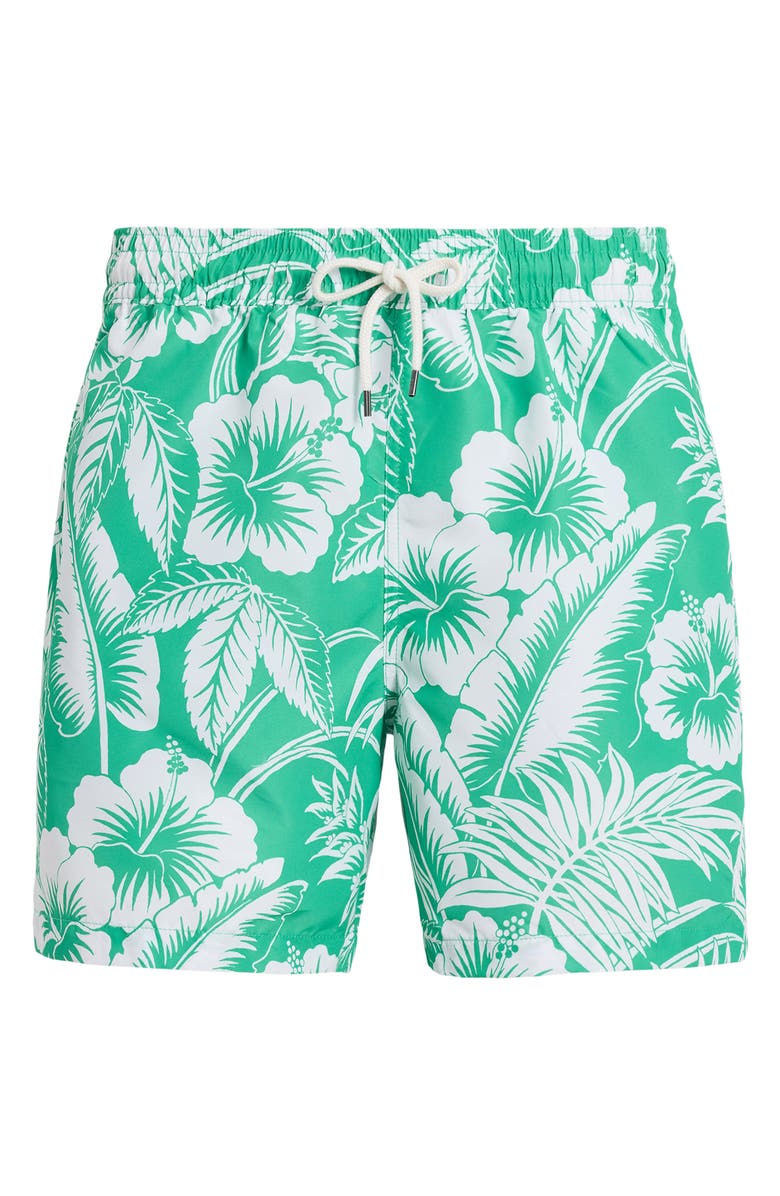 Polo Ralph Lauren Traveler Classic Print Swim Trunks, Main, color, Green Sweetheart Floral