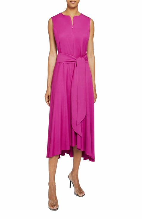 MADISON Sleeveless Hi-Lo Midi Dress with Front Zipper