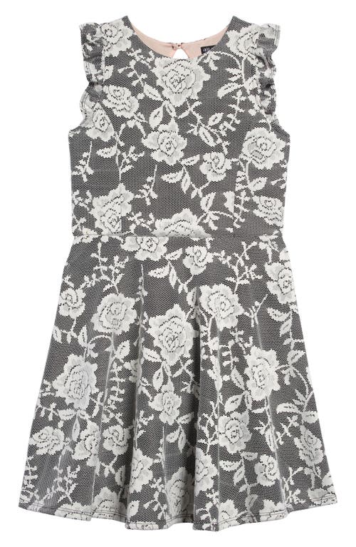 Ava & Yelly Bonded Lace Skater Dress in Black Ivory  product